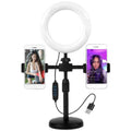 Desktop LED Ring Light with Dual Phone Holders – Live Stream & Creator Setup